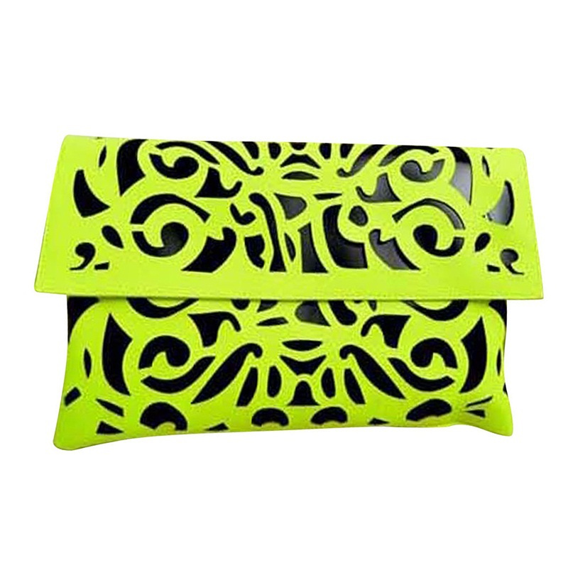 Mode Neue Förderung vintage neonfarbe ausschnitt hülle Tasche candy farbe tag kupplung Damen Handtasche