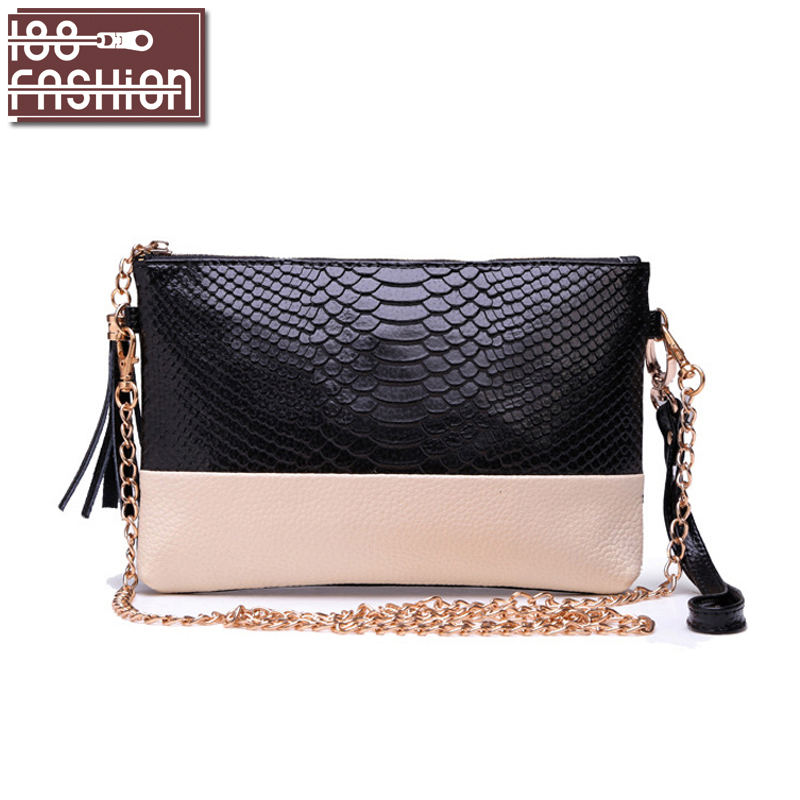 Damen Tasche Quaste Mode Damen Clutch Abendtasche Krokoprägung Damen Leder Handtaschen Kette Umhängetaschen