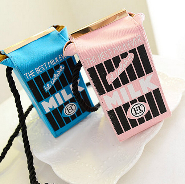 Die beste Milch jemals marke neue mode make up kartons Tasche Damen brief leinwand Schultern Tasche niedlich stereo