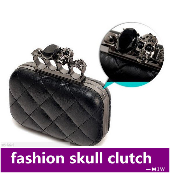 Jahrgang schädel Geldbörse schwarz fingerknöchel ring Handtasche Damen Schädel