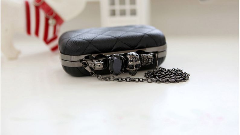 Jahrgang schädel Geldbörse schwarz fingerknöchel ring Handtasche Damen Schädel