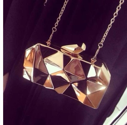 neue Mode Geometrische dreidimensionale Metall Kette Damen Handtasche Abendtasche Tageskupplungen Mini Geldbörse