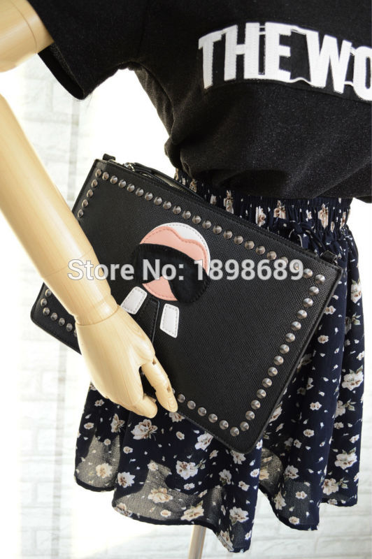 Neue Cartoon design personalisierten mode Lafayette nieten hülle Tasche clutch Geldbörse Handtaschen