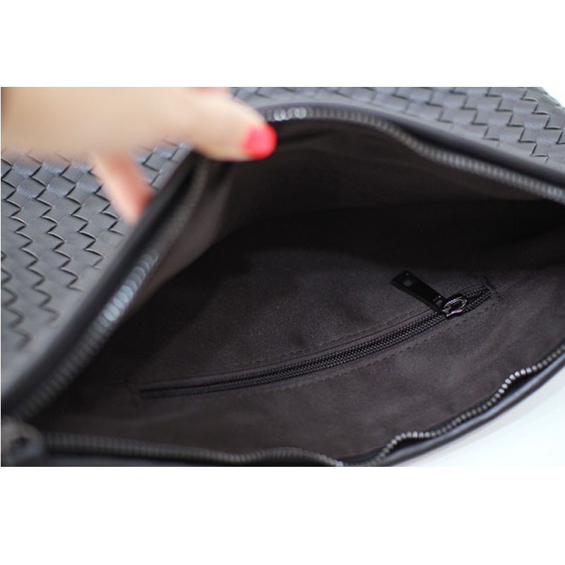 Kpop Mode Stricken Damen Handtasche Pu Leder Damen Umschlag Clutch Abendtasche Kupplungen Handtaschen Schwarz