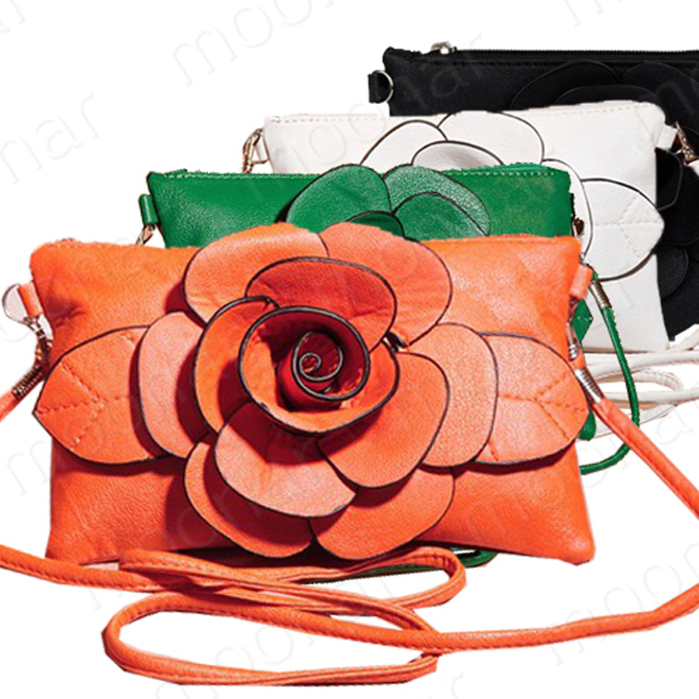 Heiße Neue Mode Große Blume Faux Pu Leder Kupplung Sling Umhängetaschen Handtasche Lässig