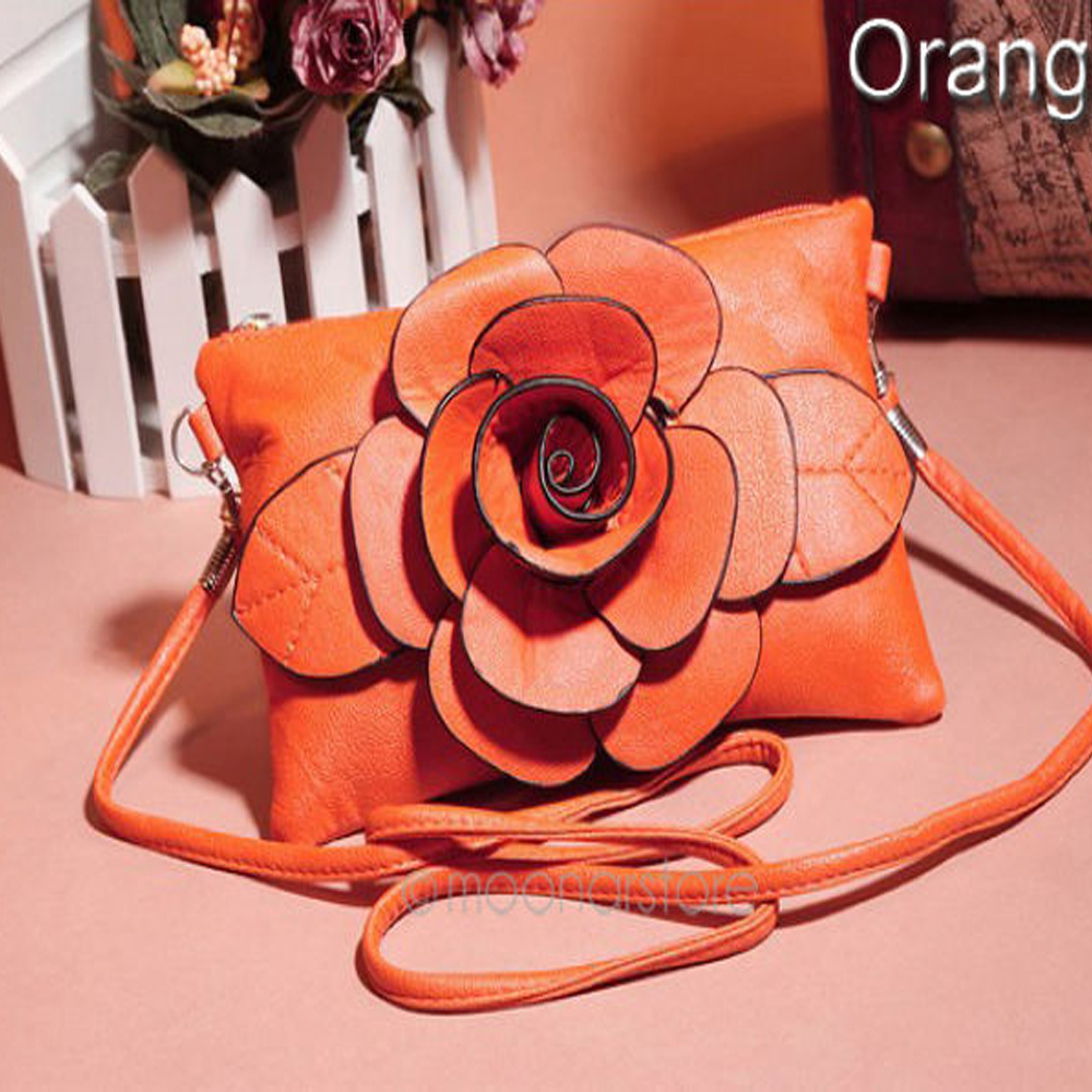 Heiße Neue Mode Große Blume Faux Pu Leder Kupplung Sling Umhängetaschen Handtasche Lässig