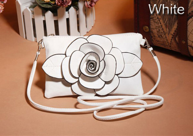 Heiße Neue Mode Große Blume Faux Pu Leder Kupplung Sling Umhängetaschen Handtasche Lässig