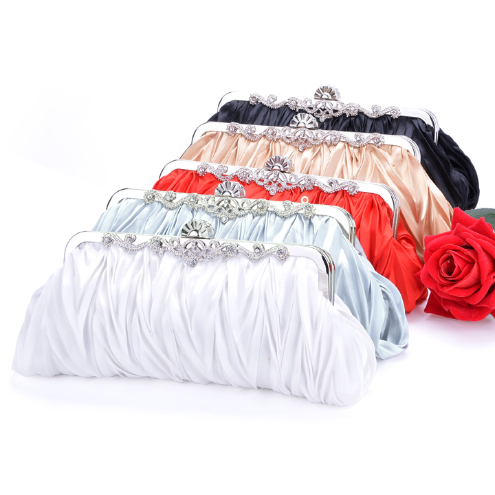 Schöne Damen Hochzeit Handtasche Mode Lange Elegante Kristall Satin Abendtasche Tageskupplungen Lange