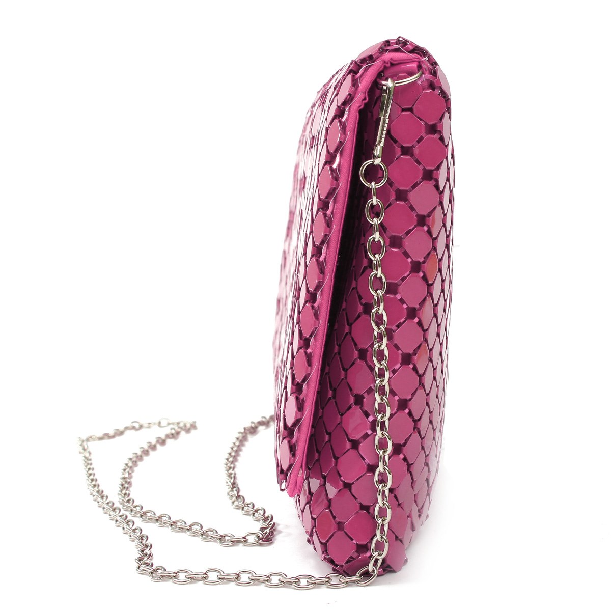 12 Farben Damen Abendtasche Tageskupplungen Aluminium Mesh Umschlagklappe Taschen Pailletten Lange Kette Handtasche