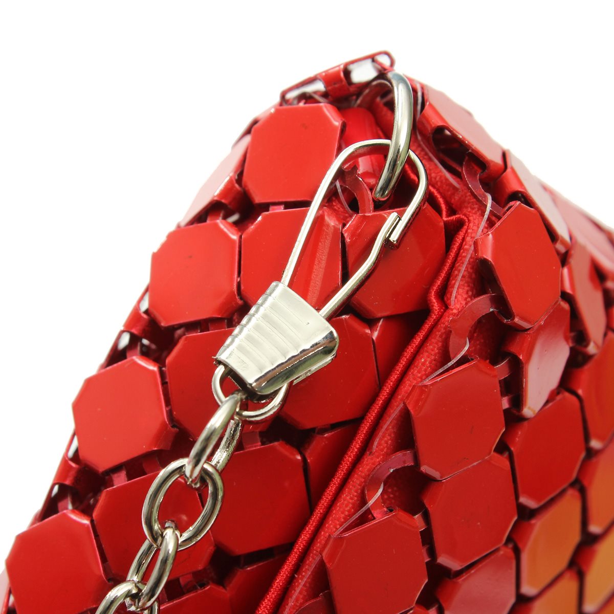 12 Farben Damen Abendtasche Tageskupplungen Aluminium Mesh Umschlagklappe Taschen Pailletten Lange Kette Handtasche