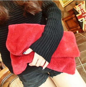 DamenTaschen beutel kaninchen hülle Tasche fell tag clutch Abendtasche