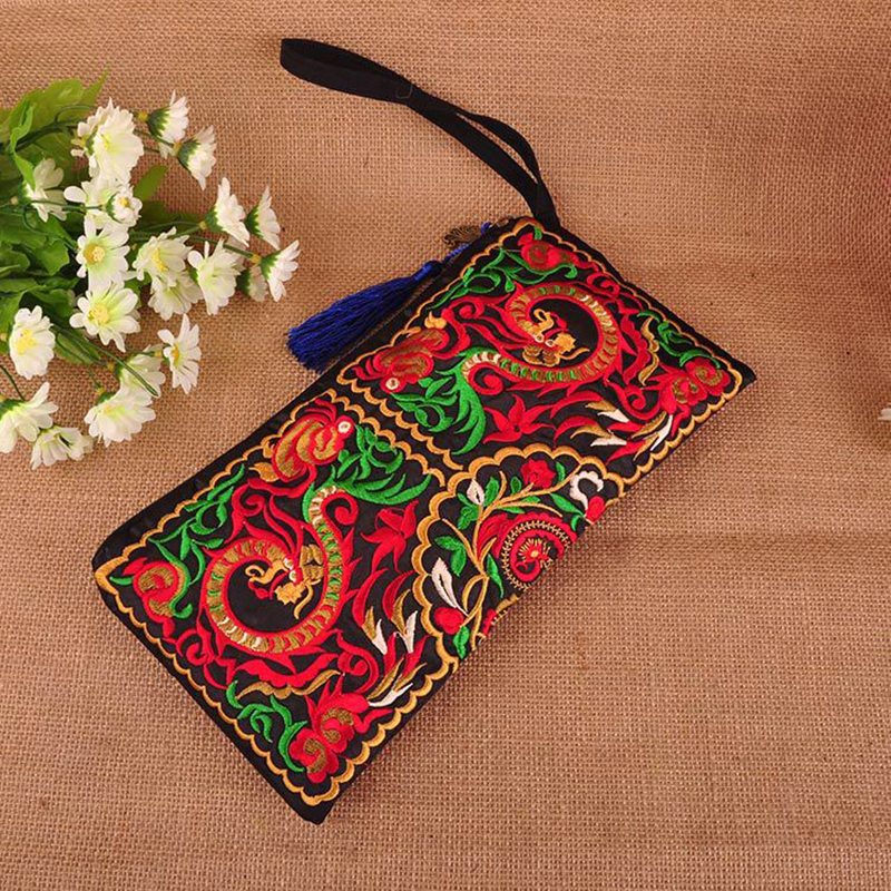 Damen Ethnische Nationale Retro Schmetterling Blume Tasche Handtasche Geldbörse Gestickte Tasche Damen Handtasche