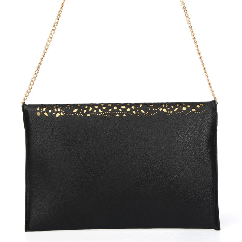 Mode Damen Aushöhlen Tag Kupplung Pu Leder Schulter Solide Messenger Bags Damen Kette Hülle Tasche Bolsas