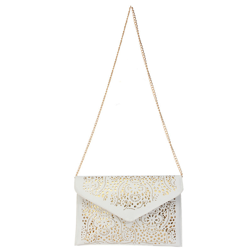 Mode Damen Aushöhlen Tag Kupplung Pu Leder Schulter Solide Messenger Bags Damen Kette Hülle Tasche Bolsas