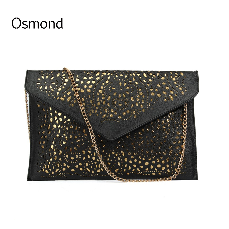 Mode Damen Aushöhlen Tag Kupplung Pu Leder Schulter Solide Messenger Bags Damen Kette Hülle Tasche Bolsas