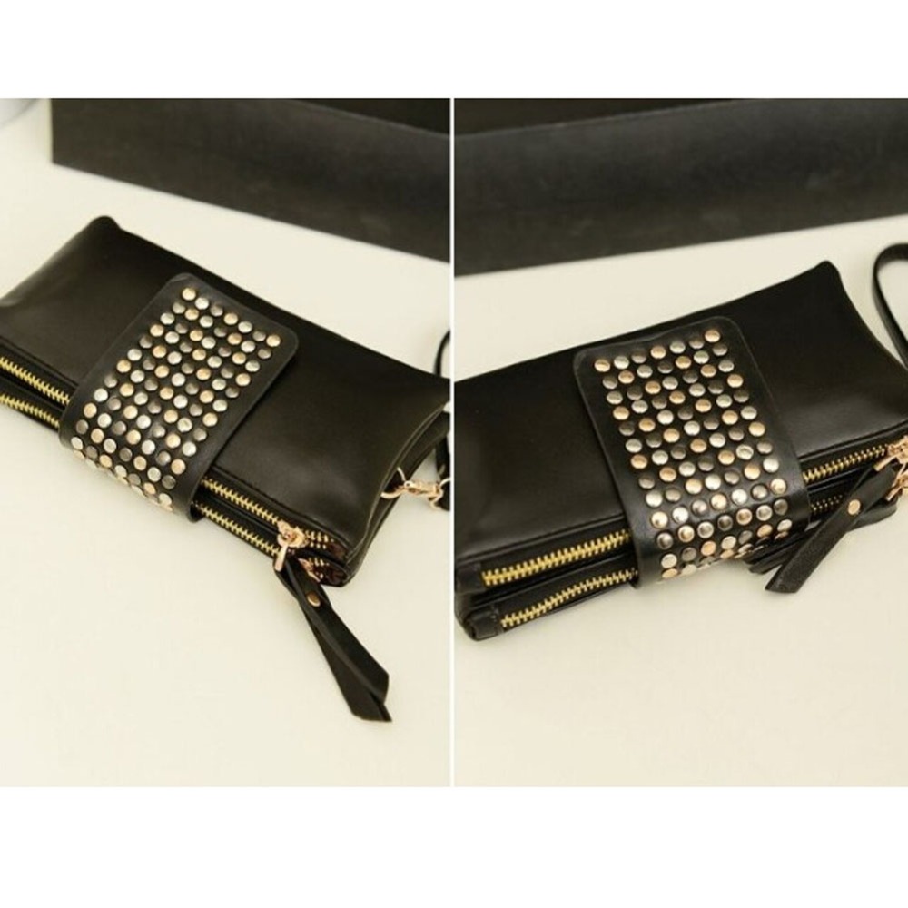 Damen Clutch Handtaschen Geldbörsen Pu Leder Geldbörsen Niet Reißverschluss Taschen für Damen