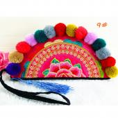 Neueste Ethnic original Stickerei Taschen vintage handgemachten Mehrfarben Pompom Kupplungen Taschen personalisierte