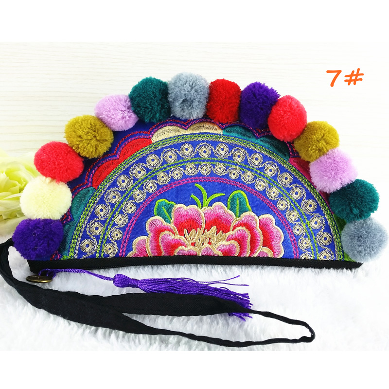 Neueste Ethnic original Stickerei Taschen vintage handgemachten Mehrfarben Pompom Kupplungen Taschen personalisierte
