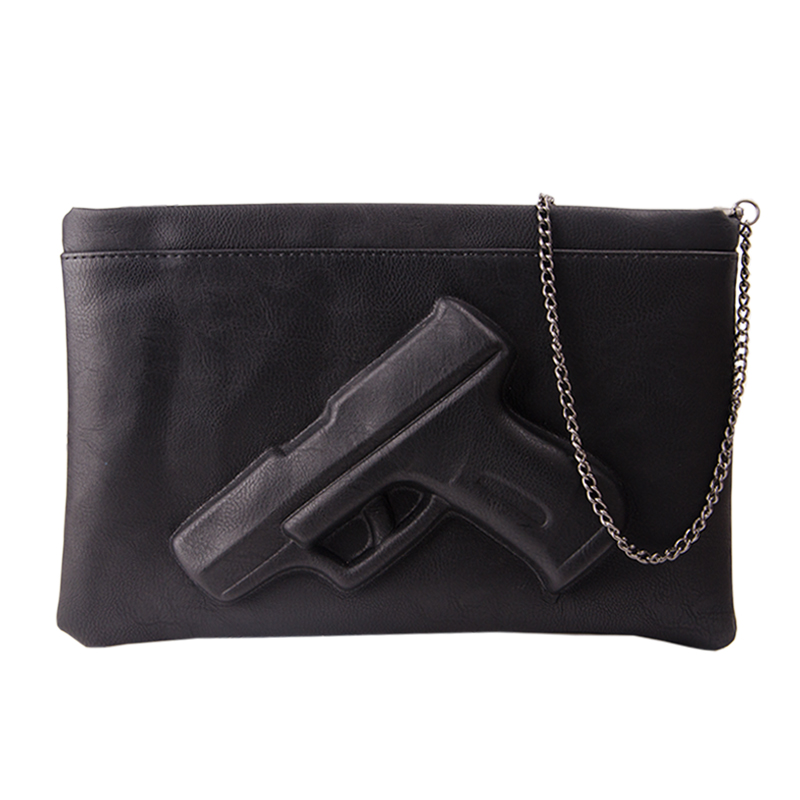 Super Cool PU Ledertasche Pistole Cluthes Tasche Kette 3D Pistole Crossbody Umhängetasche Damen Umhängetasche