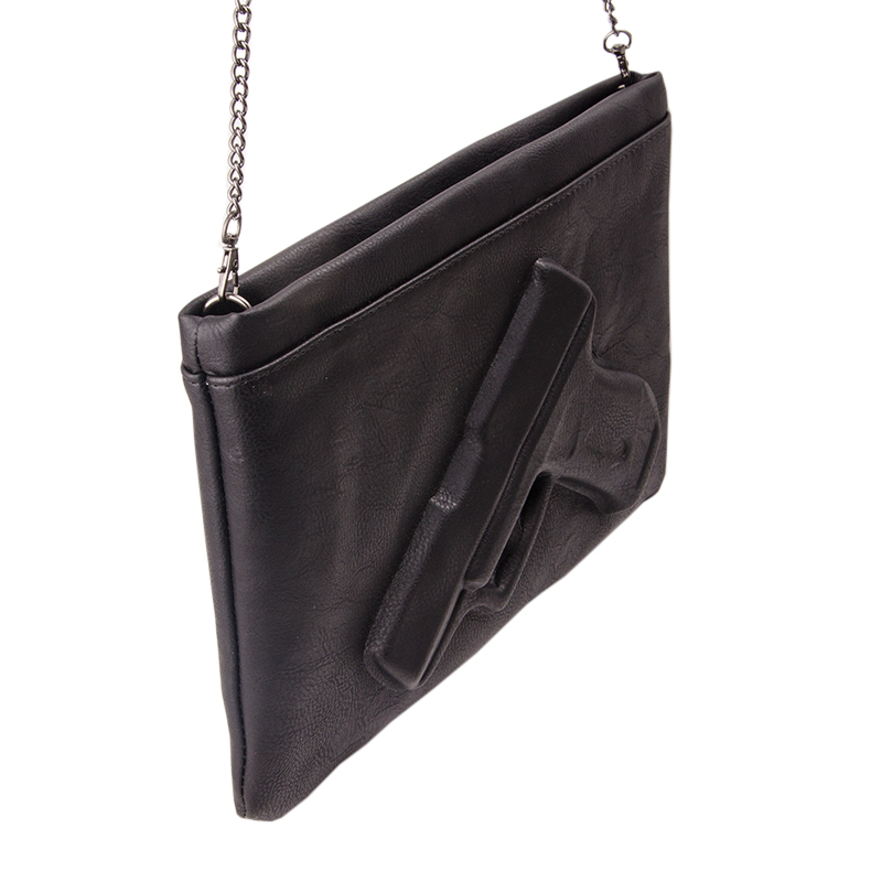 Super Cool PU Ledertasche Pistole Cluthes Tasche Kette 3D Pistole Crossbody Umhängetasche Damen Umhängetasche
