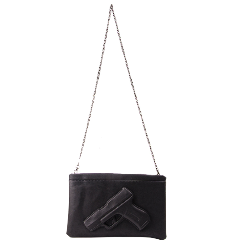 Super Cool PU Ledertasche Pistole Cluthes Tasche Kette 3D Pistole Crossbody Umhängetasche Damen Umhängetasche