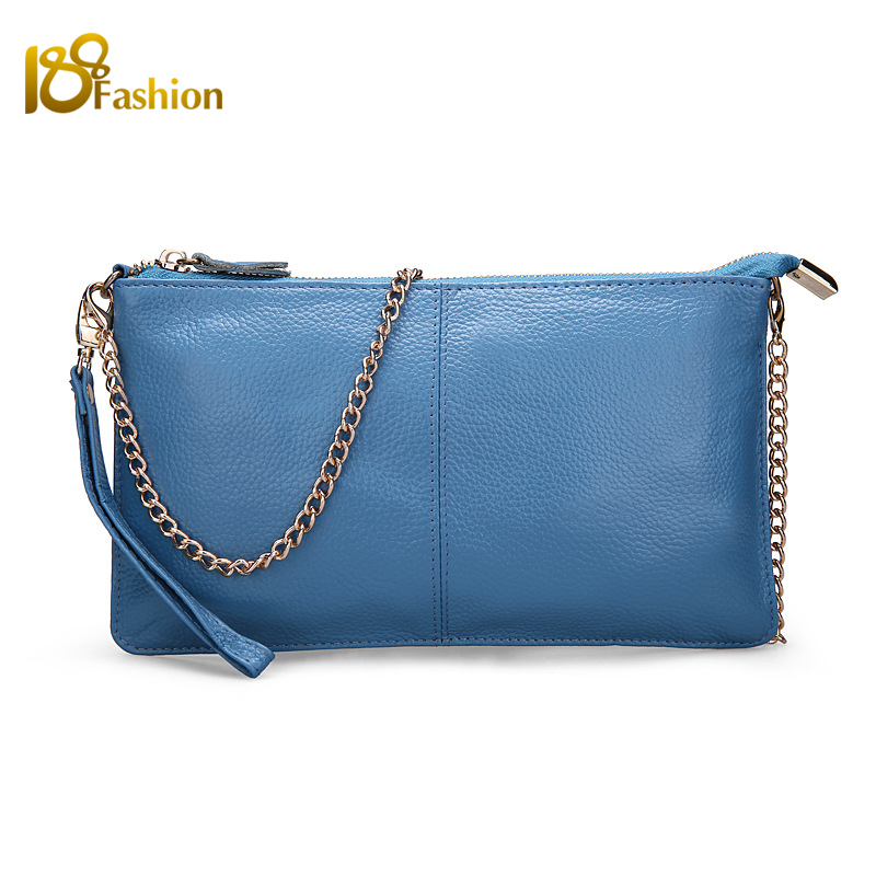 15 Farbe Echtem Leder Damen Tasche Designer Hochwertigen Clutch Mode Damen Leder Handtaschen Kette Umhängetaschen
