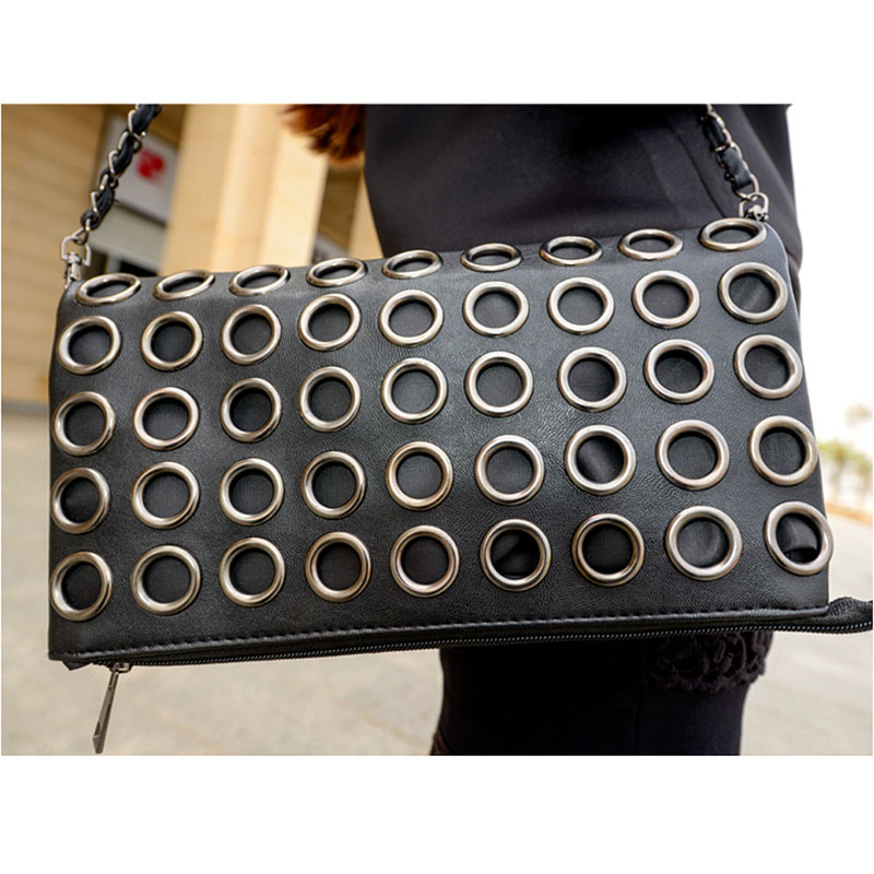 Neue Mode stil Pu Leder Handtasche Berühmte Marke Retro Rivet Einkaufstasche Dame Geldbörse Kupplung Weiblich