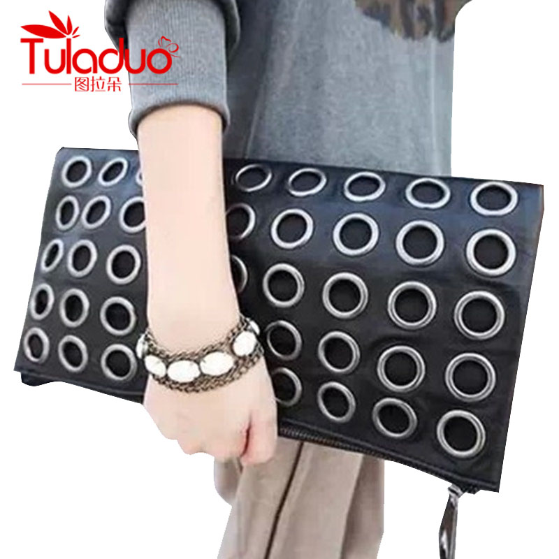 Neue Mode stil Pu Leder Handtasche Berühmte Marke Retro Rivet Einkaufstasche Dame Geldbörse Kupplung Weiblich