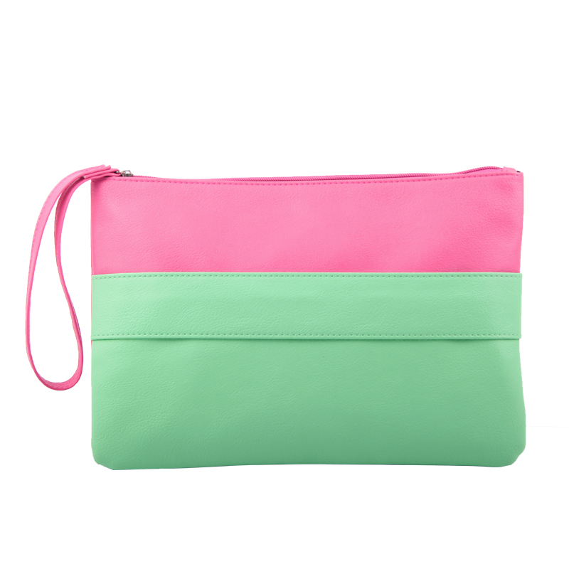 Neue Design Damen Handtasche Solide Patchwork Dame Tageskupplungen Stitching weiche Zipper Packet Mode kurze weiblich