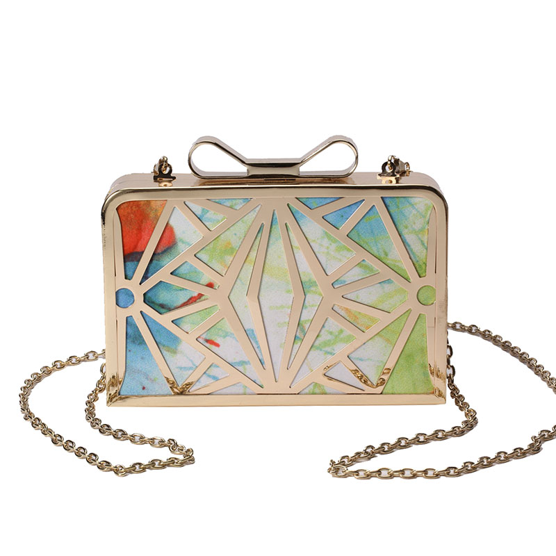 Mode Damen Handtaschen Metall Patchwork Shinning Umhängetaschen Damen Druck Tag Kupplung Hochzeit Abendtasche