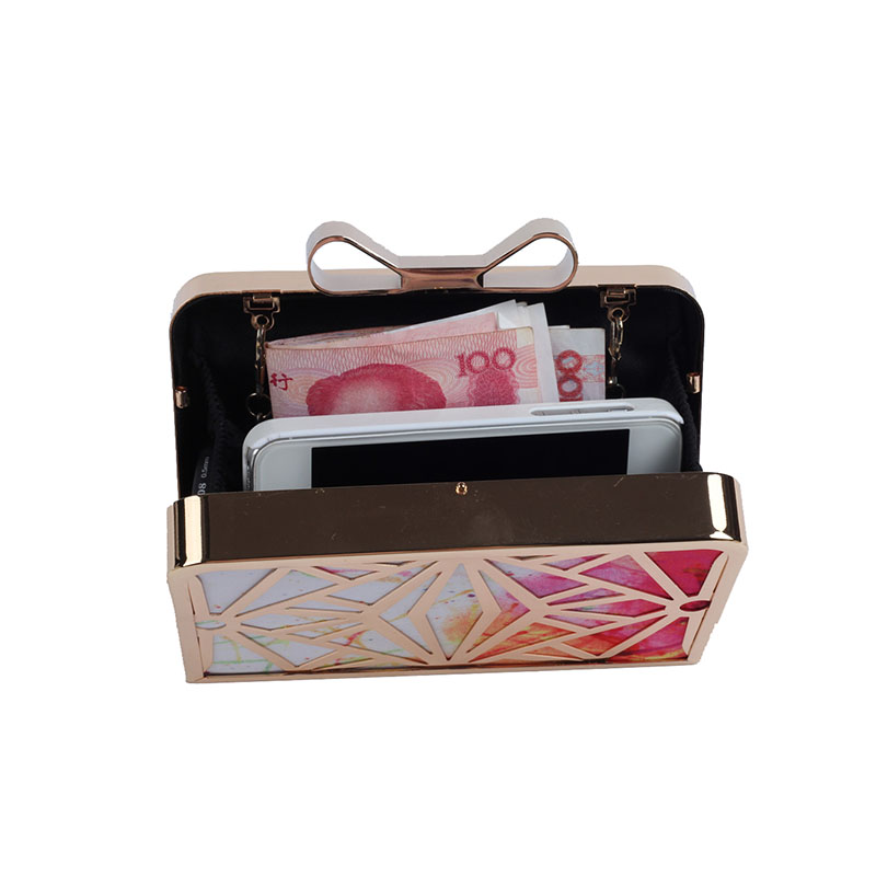 Mode Damen Handtaschen Metall Patchwork Shinning Umhängetaschen Damen Druck Tag Kupplung Hochzeit Abendtasche