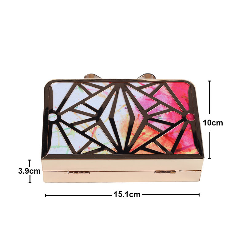 Mode Damen Handtaschen Metall Patchwork Shinning Umhängetaschen Damen Druck Tag Kupplung Hochzeit Abendtasche