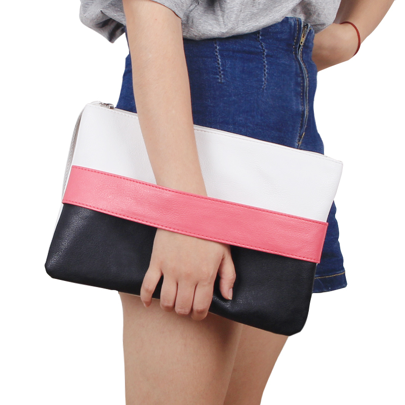 Sommer Stil Candy Farbe Patchwork Damen Leder Tasche Tageskupplungen Bolsa Feminina