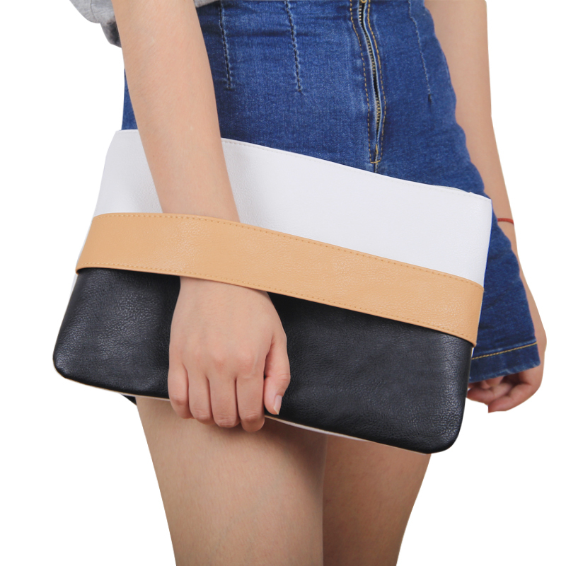 Sommer Stil Candy Farbe Patchwork Damen Leder Tasche Tageskupplungen Bolsa Feminina
