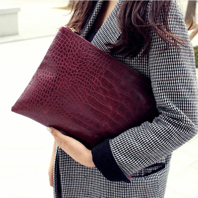 Mode Krokodilkorn Damen Handtasche Leder Damen Umschlag Clutch Abendtasche weibliche Kupplungen Handtasche