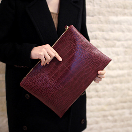 Mode Krokodilkorn Damen Handtasche Leder Damen Umschlag Clutch Abendtasche weibliche Kupplungen Handtasche