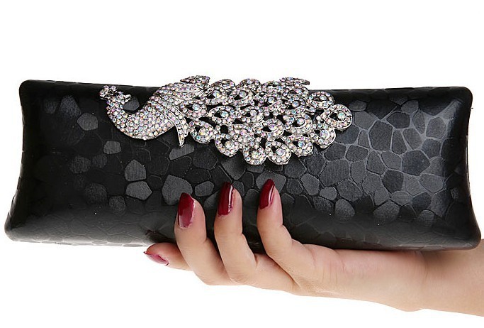 Fabrik Neue Stil Damen Pfau Abend Handtasche Portemonnaie Druck Dot Clutch Handtasche Schwarz Gold Silber Party Abend