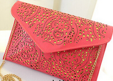 Heiße Neue Hohl Ketten Abendtasche neonfarbe ausschnitt Tasche pu candy farbe tag kupplung Damen messenger bags
