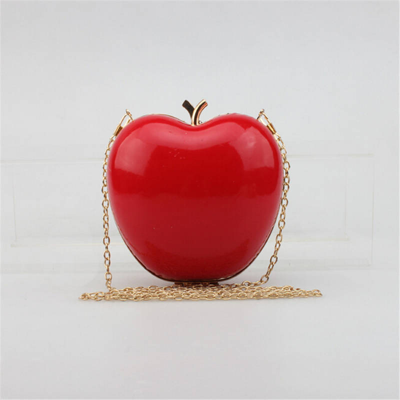 neu Kommen Apfel Geformt Tasche Nette Lustige Damen Abendtasche Party Hochzeit Kupplung Geldbeutel Kette Umhänget