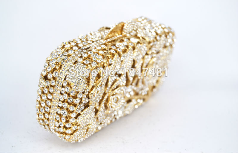 Luxus kristall clutch Abendtasche Gold rose blume partei Geldbörse Damen hochzeit braut Handtasche beutel