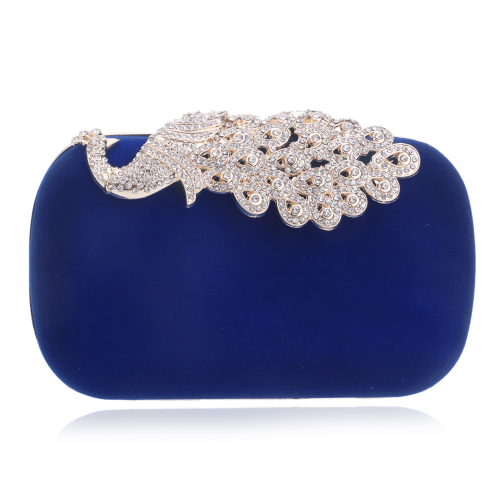 Candy Farbe Pfau Design Diamanten Damen Taschen Samt kleine Geldbörse Halter Taschen Strass Kupplung Abendtaschen