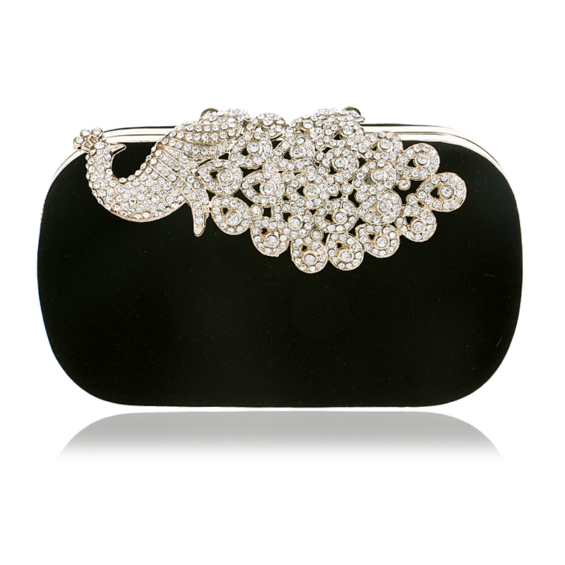 Candy Farbe Pfau Design Diamanten Damen Taschen Samt kleine Geldbörse Halter Taschen Strass Kupplung Abendtaschen