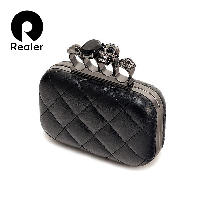Vintage schwarz schädel Kette clutch Abendtasche Damen party kupplungen Geldbörsen Knuckle box clutch neue