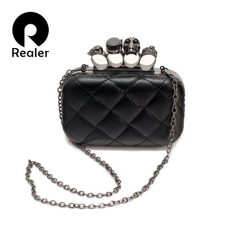 Vintage schwarz schädel Kette clutch Abendtasche Damen party kupplungen Geldbörsen Knuckle box clutch neue