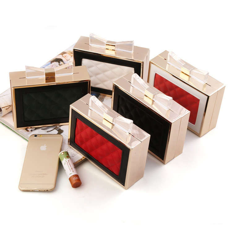 neue Ankunft Acryl Bogen Handtasche Tag Aufbewahrungsbox Kupplung Taschen Damen Handtasche Marke Designer Transparent
