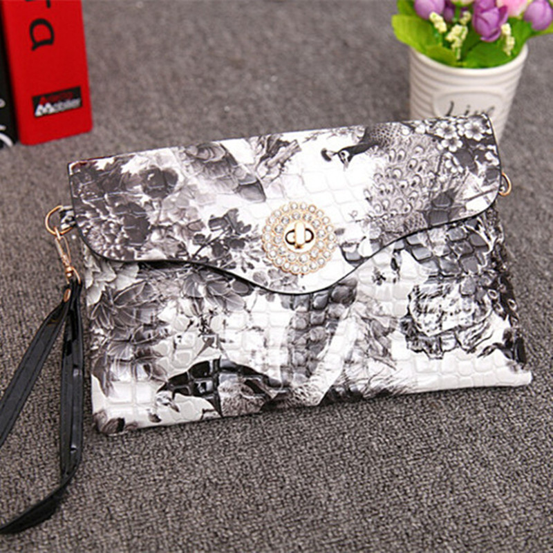 neue Mode Damen LederHandtaschen Blumenmuster Umschlag Kupplung Damen Cross Body Taschen Abendtaschen Crossbody