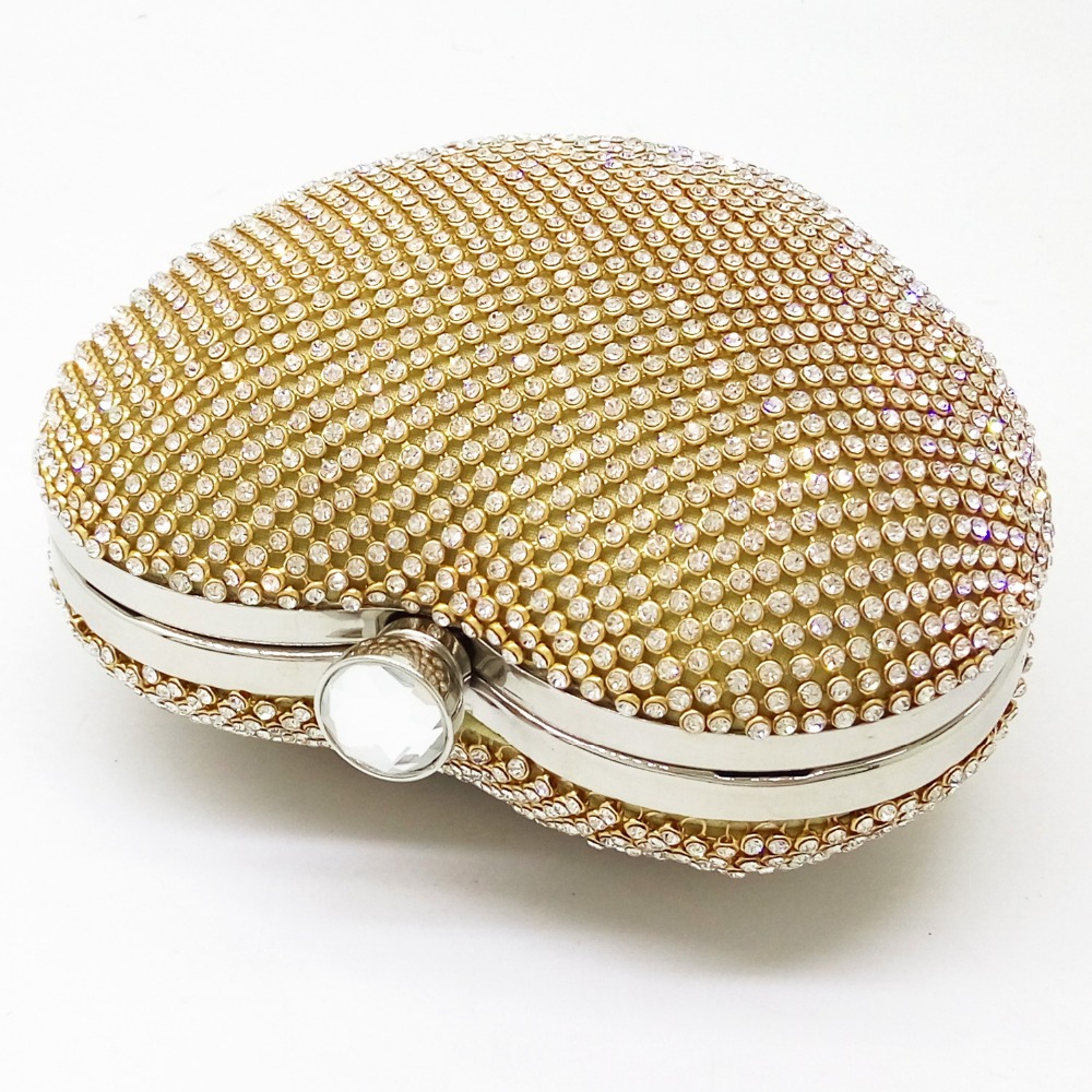 Damen Herz Gold Kristall Umhängetasche Abend Box Clutch Handtaschen und Geldbörsen Damen Party Braut Hochzeit