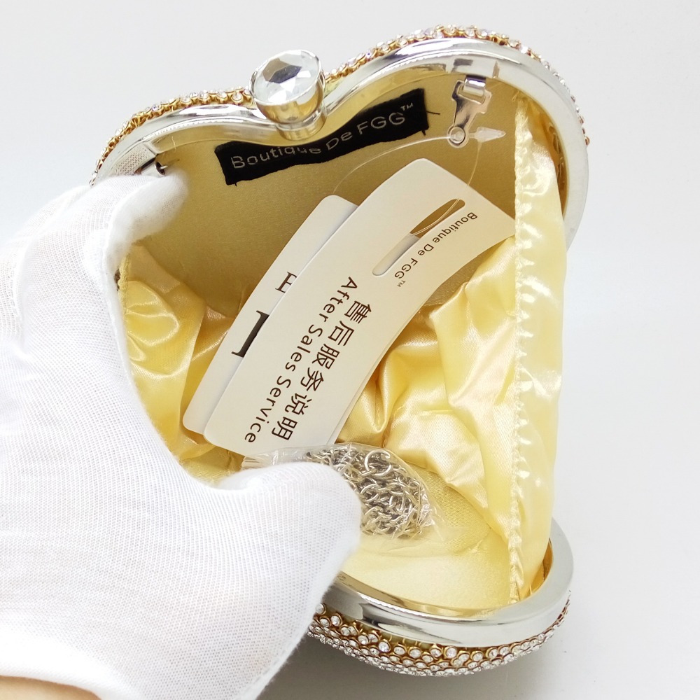 Damen Herz Gold Kristall Umhängetasche Abend Box Clutch Handtaschen und Geldbörsen Damen Party Braut Hochzeit