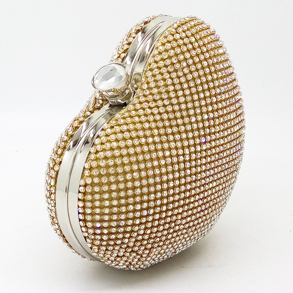 Damen Herz Gold Kristall Umhängetasche Abend Box Clutch Handtaschen und Geldbörsen Damen Party Braut Hochzeit