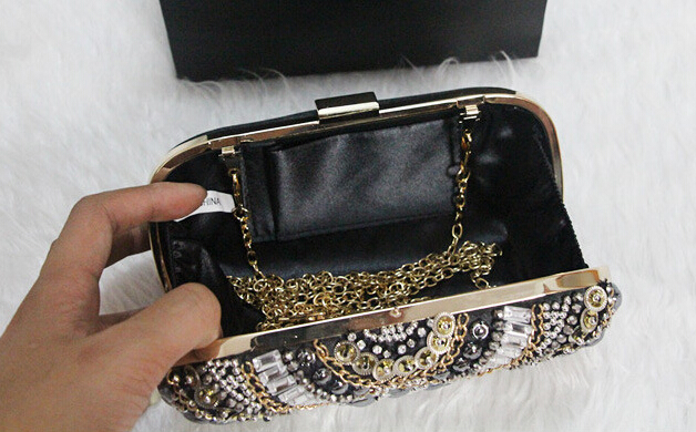 Damen Kristall Abendtasche Retro Beaded Clutch Hochzeit Diamant Perlen Tasche Strass Kleine